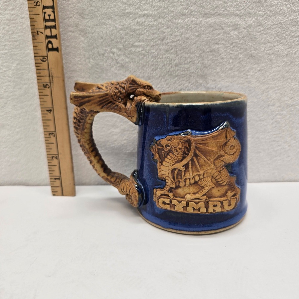 Dragon Mug Fantasy Gothic Stoneware‎ Blue Coffee Cup